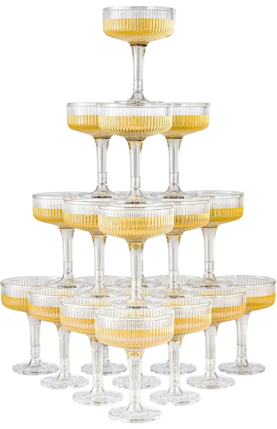 New 20-Piece Plastic Champagne Coupe Glasses