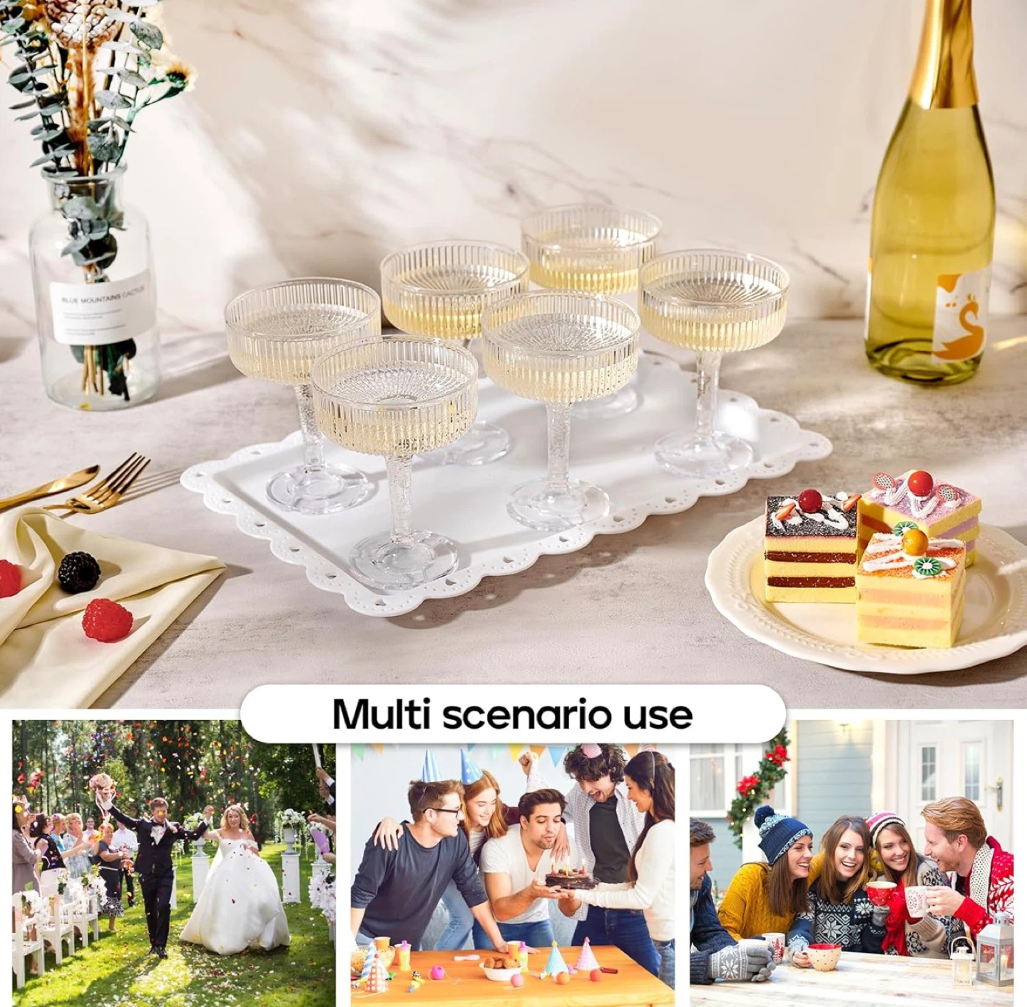 New 20-Piece Plastic Champagne Coupe Glasses - photo 5