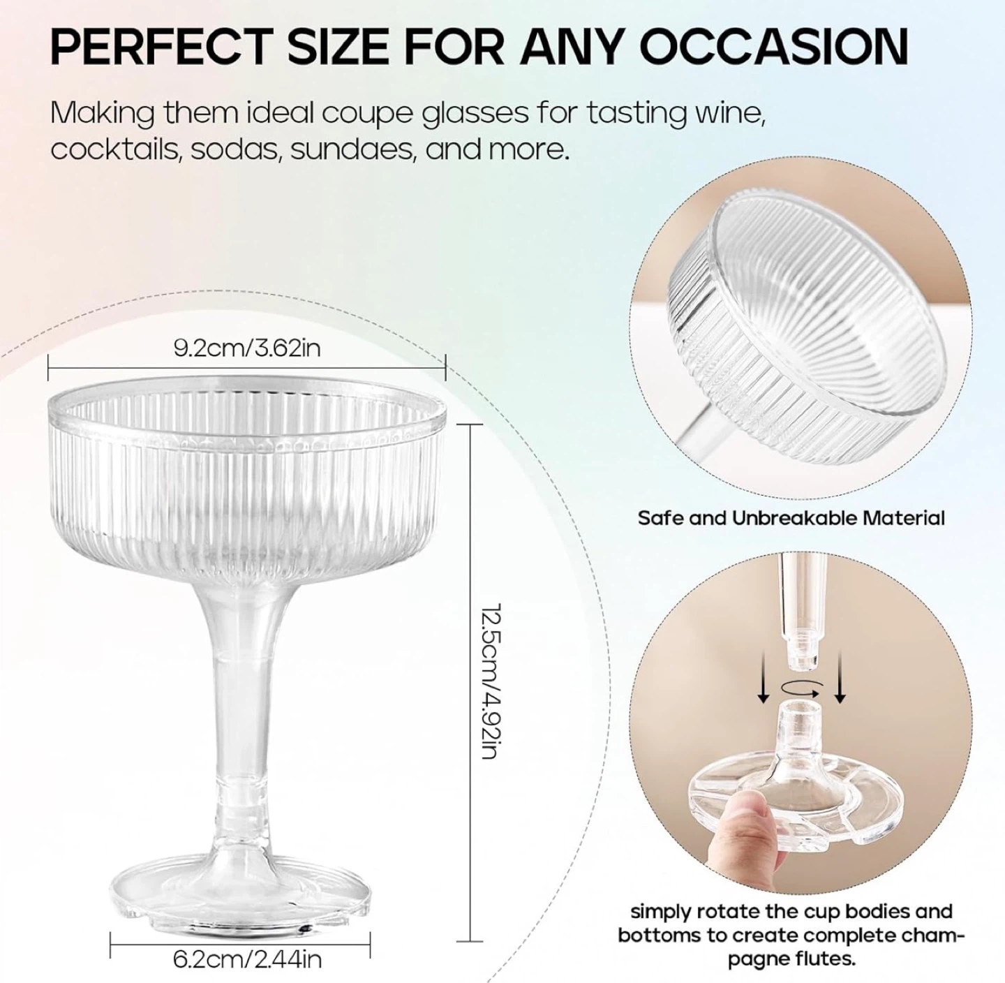 New 20-Piece Plastic Champagne Coupe Glasses - photo 3
