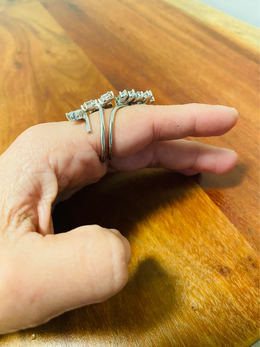 Statement Leaf Ring with Crystals - photo 2