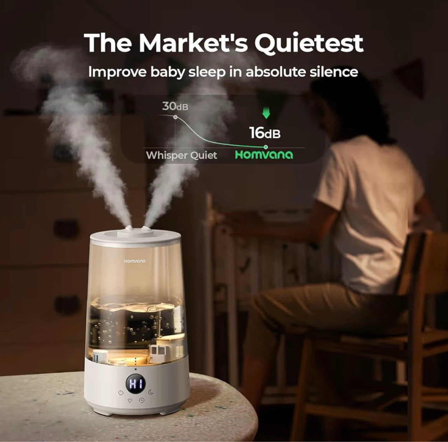 New Homvana Humidifier - Gentle Mist, Auto Shut-Off - photo 3