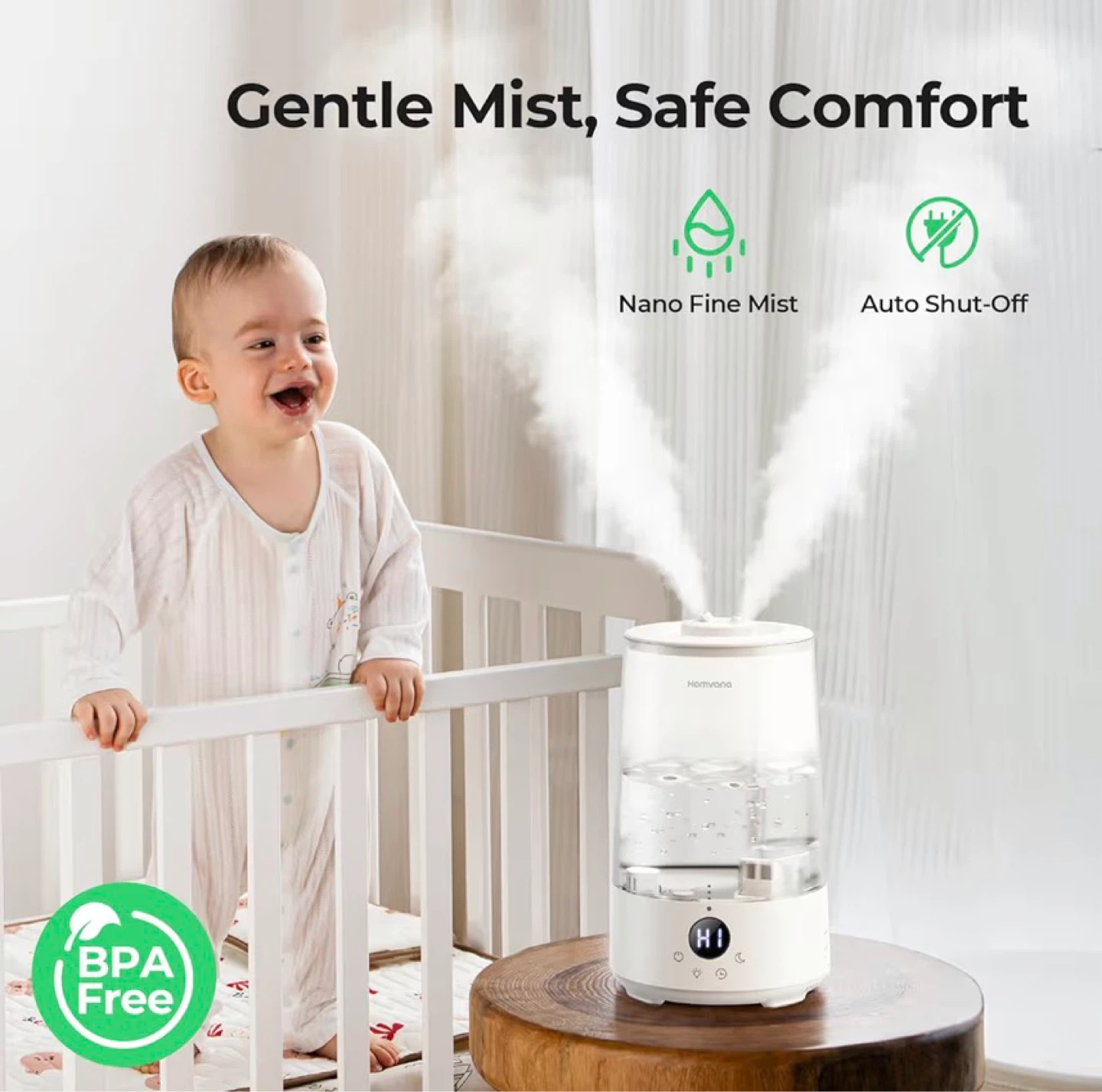 New Homvana Humidifier - Gentle Mist, Auto Shut-Off - photo 2