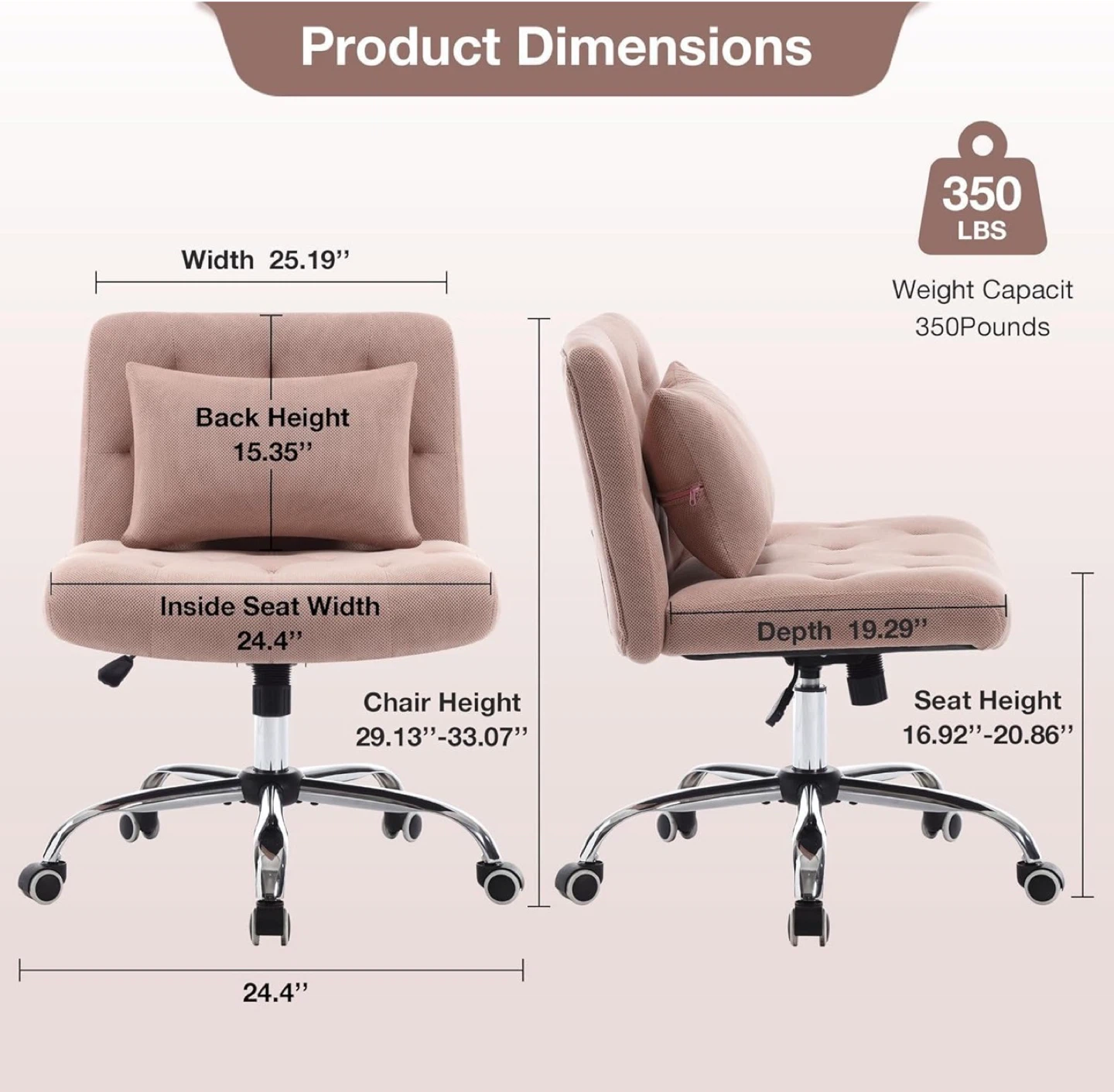 Armless Office Chair with Wheels - photo 2