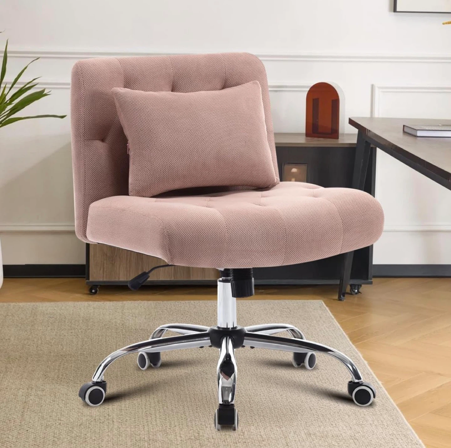 Armless Office Chair with Wheels