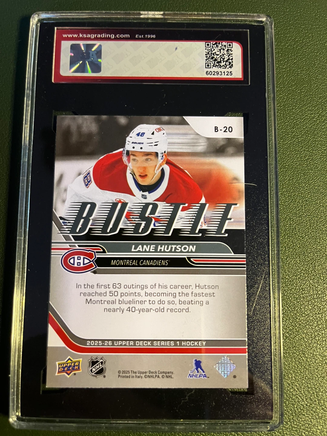 2025-26 Upper Deck #B-20 Lane Hutson Bustle Hockey Card - photo 2