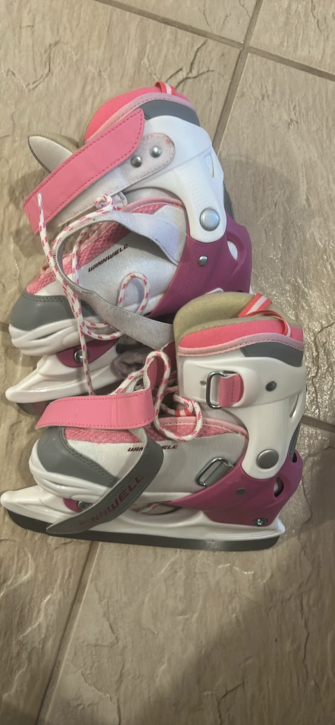 Winnwell Adjustable Ice Skates - Pink/White - US Size 12-2