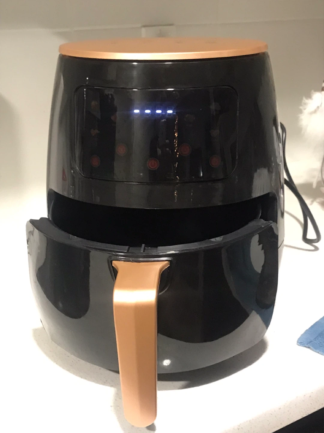 Black Air Fryer with Rose Gold Accents