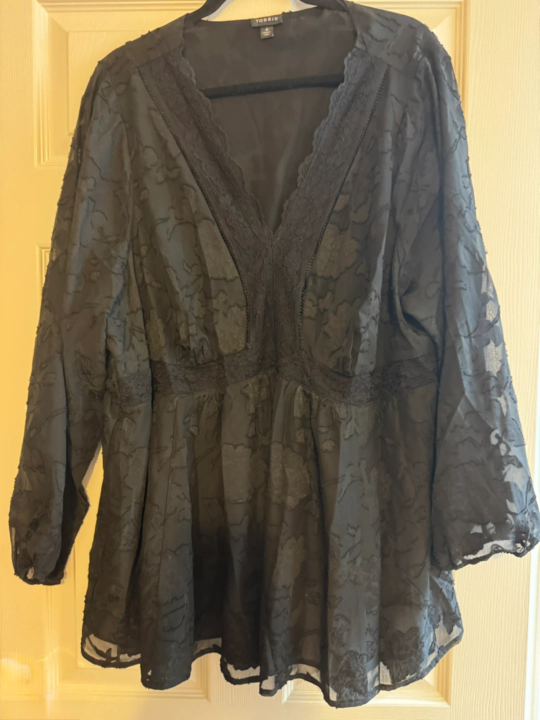 Torrid Black Lace Trim Peplum Top
