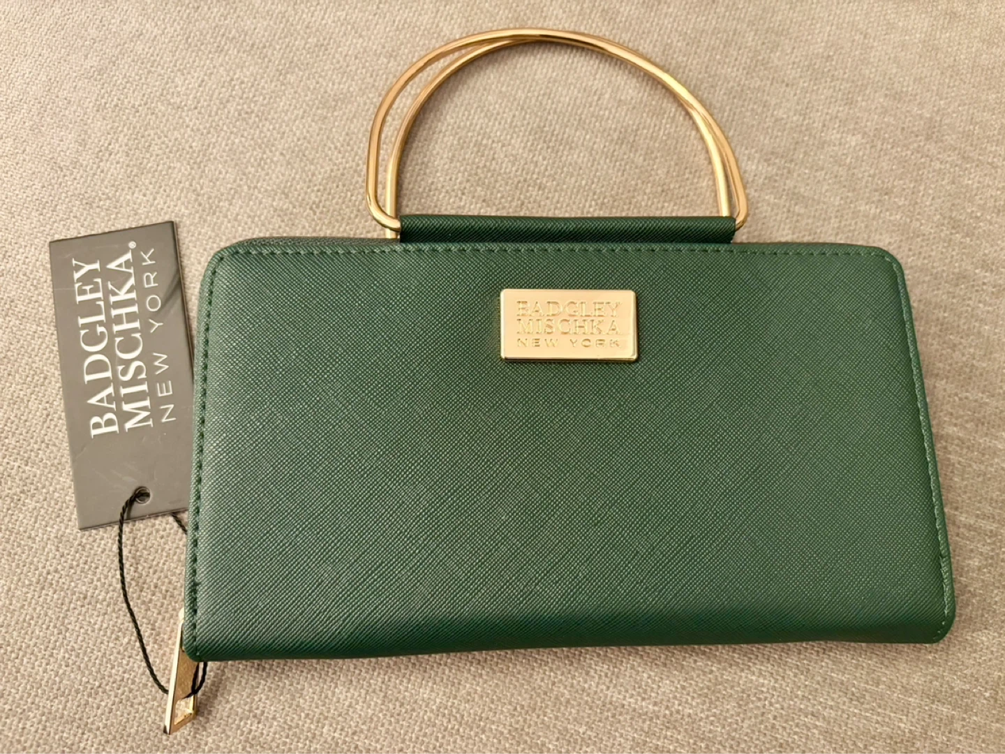 Badgley Mischka Green Wallet Gold Handle