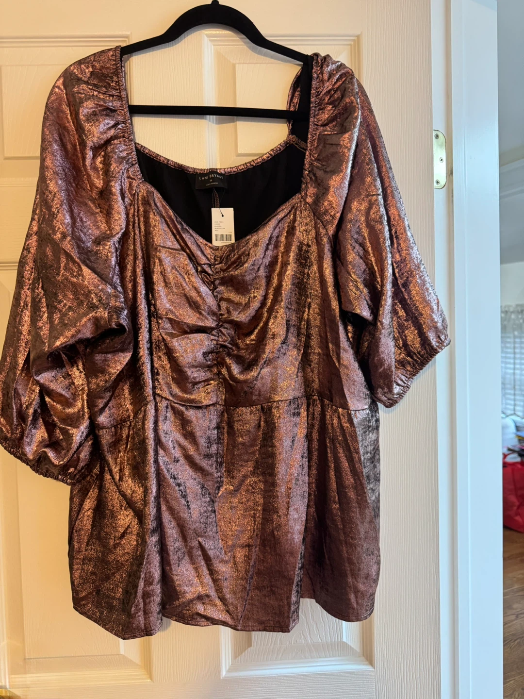 Lane Bryant Metallic Ruched Peplum Top