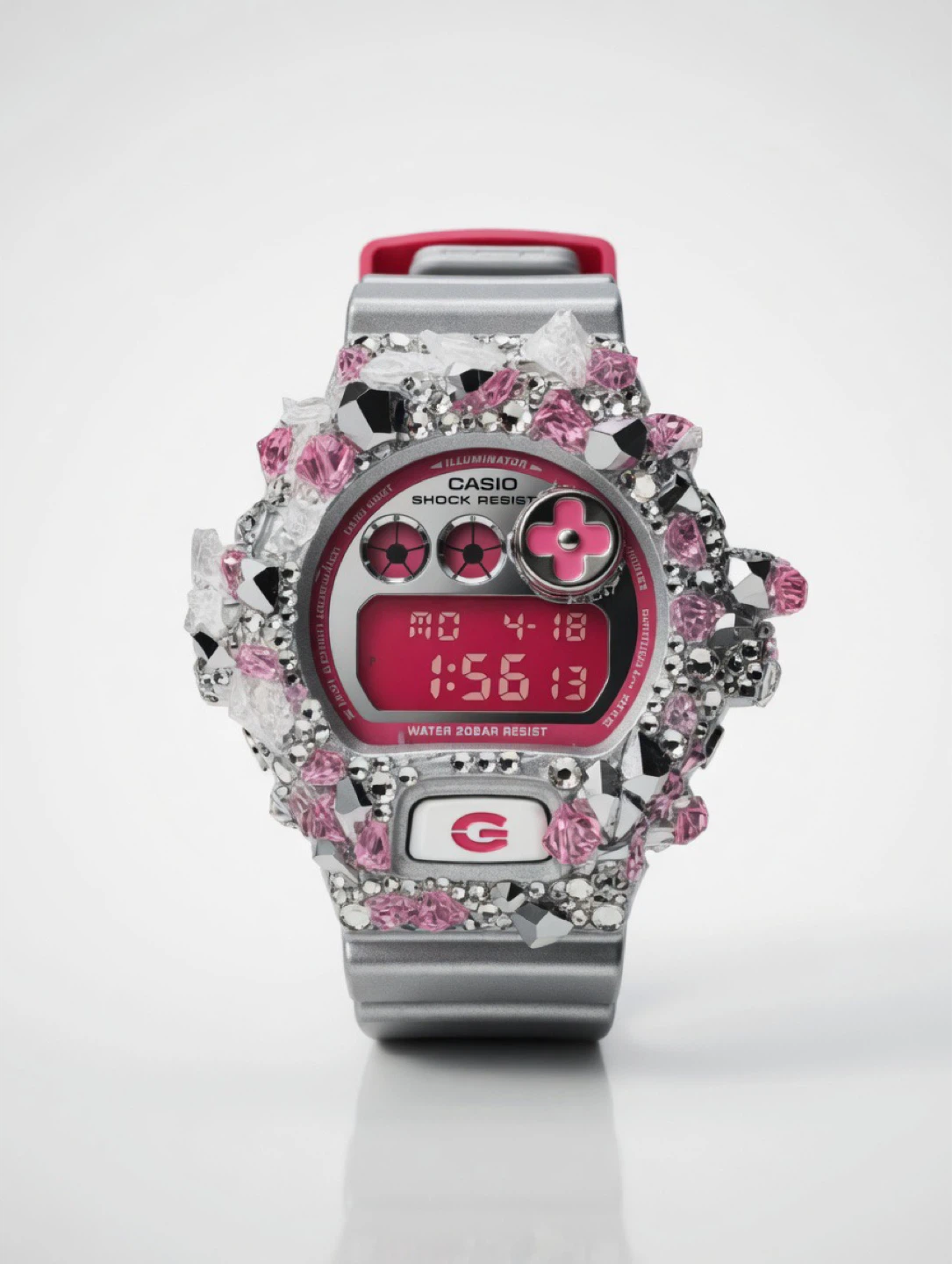 Casio G-Shock Custom Watch with Pink and Silver Jewels