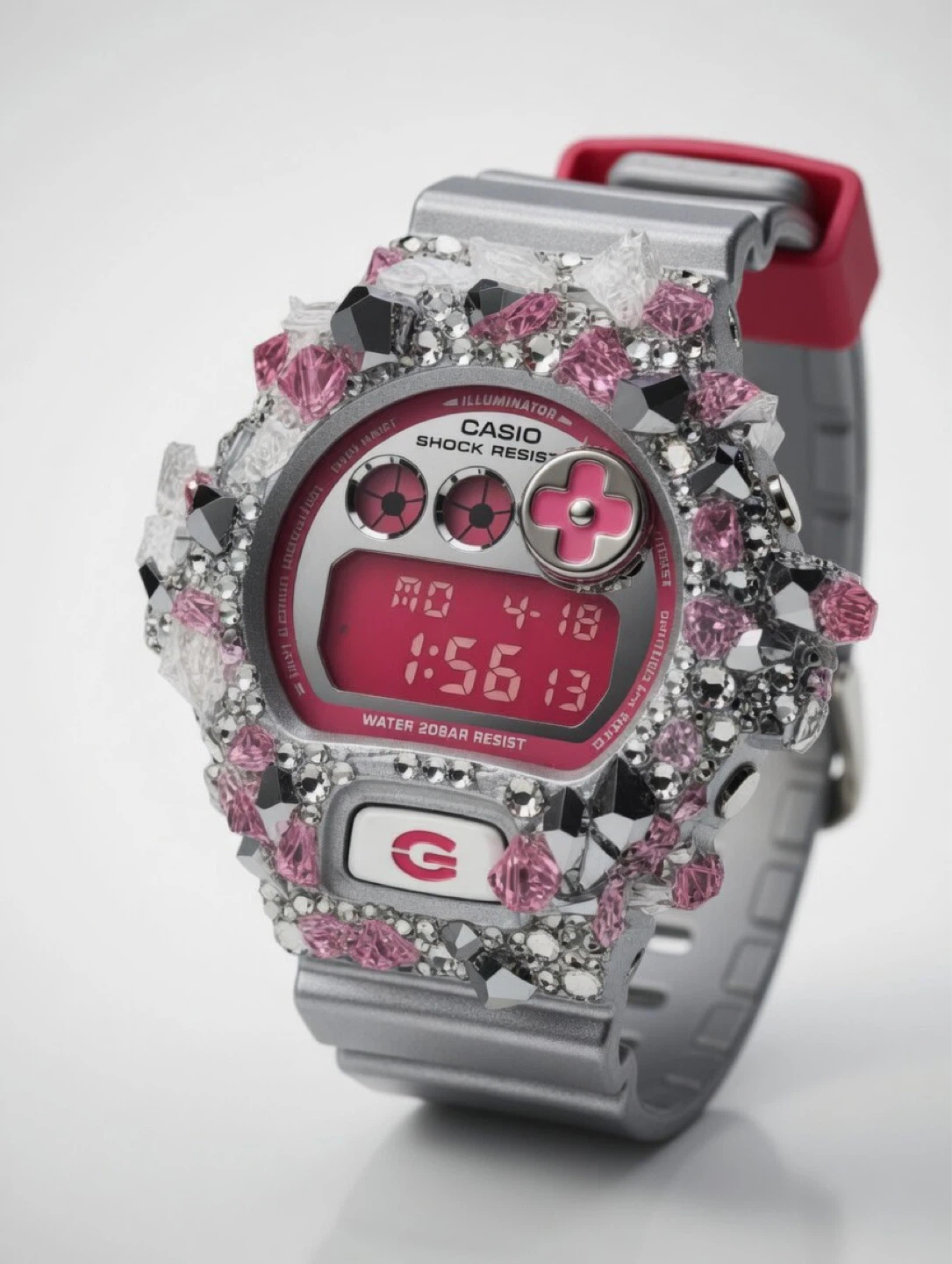 Casio G-Shock Custom Watch with Pink and Silver Jewels - photo 4