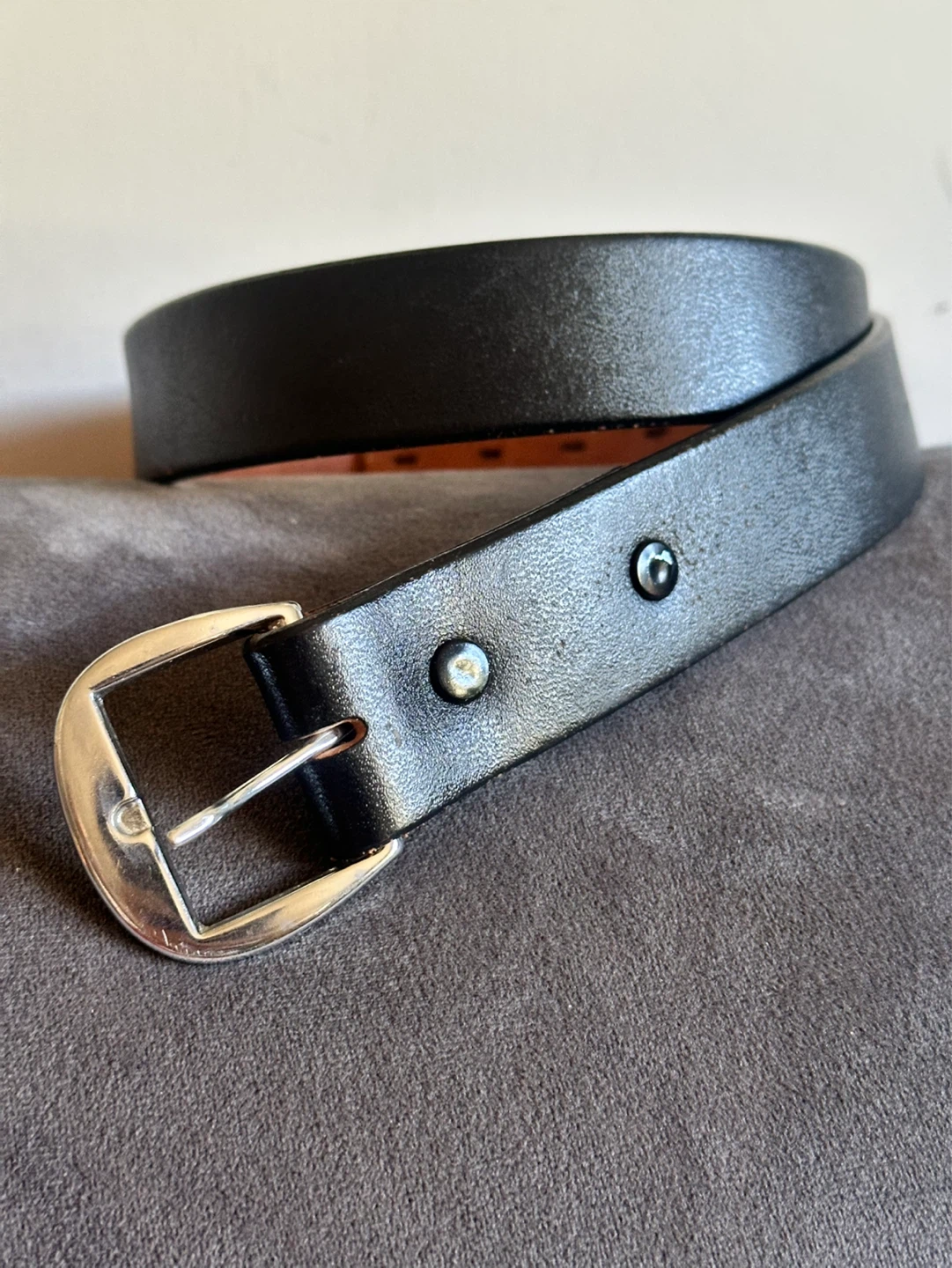 orona black leather belt size 36