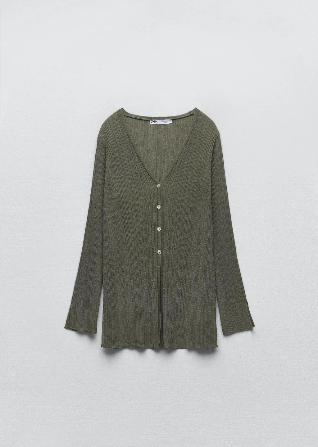 Zara Long Sleeve Cardigan Olive Green