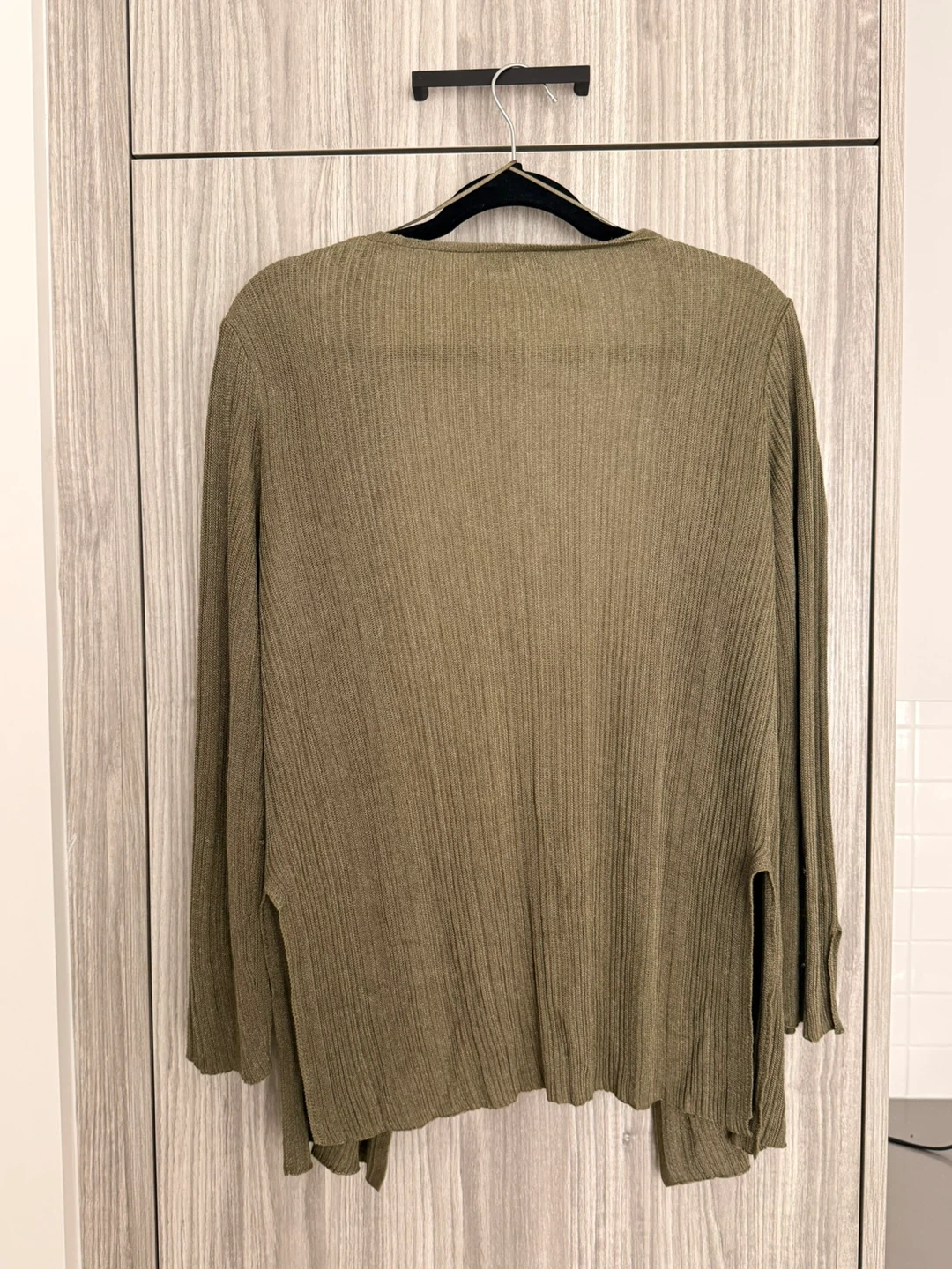 Zara Long Sleeve Cardigan Olive Green - photo 3