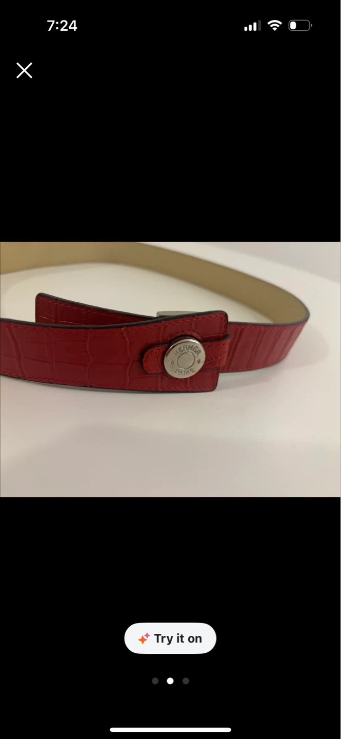 Hermès Red Croc Embossed Leather Belt