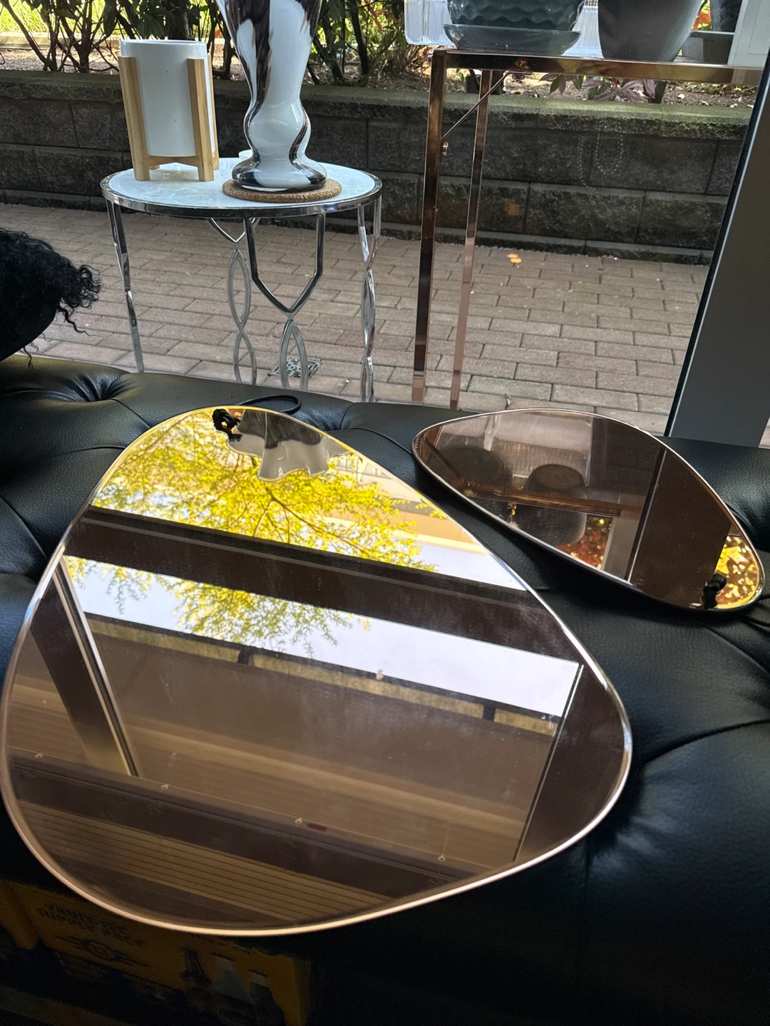Set of 2 Copper Tone Decorative Mirrors