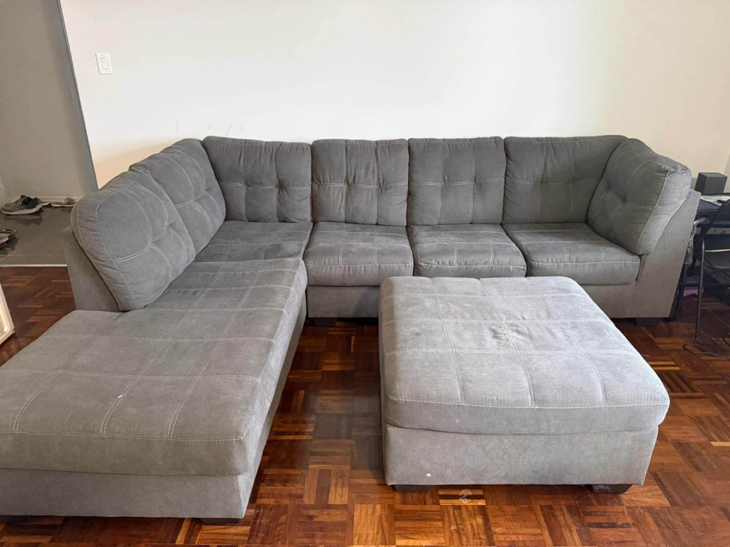 Grey Sectional Sofa with Ottoman - photo 2