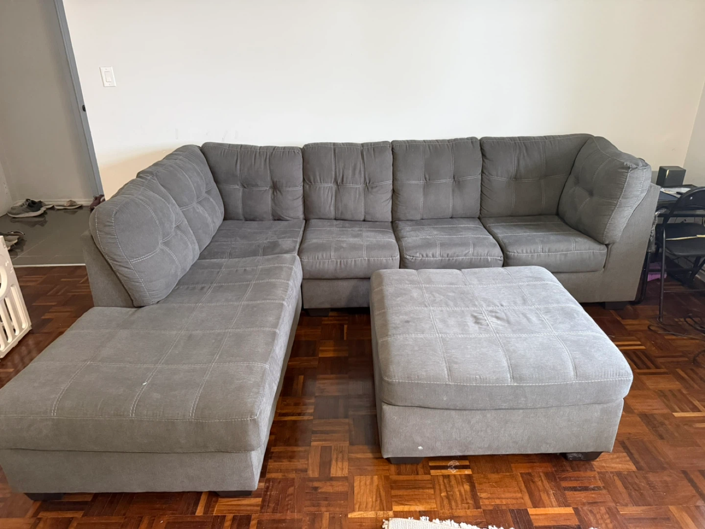 Grey Sectional Sofa with Ottoman - photo 3