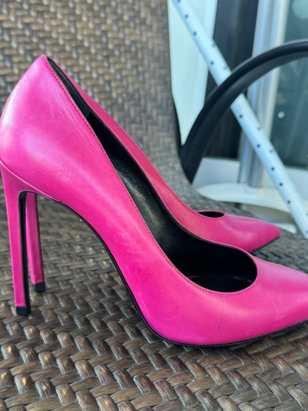 Saint Laurent Paris Pink Leather Heels Size 38.5
