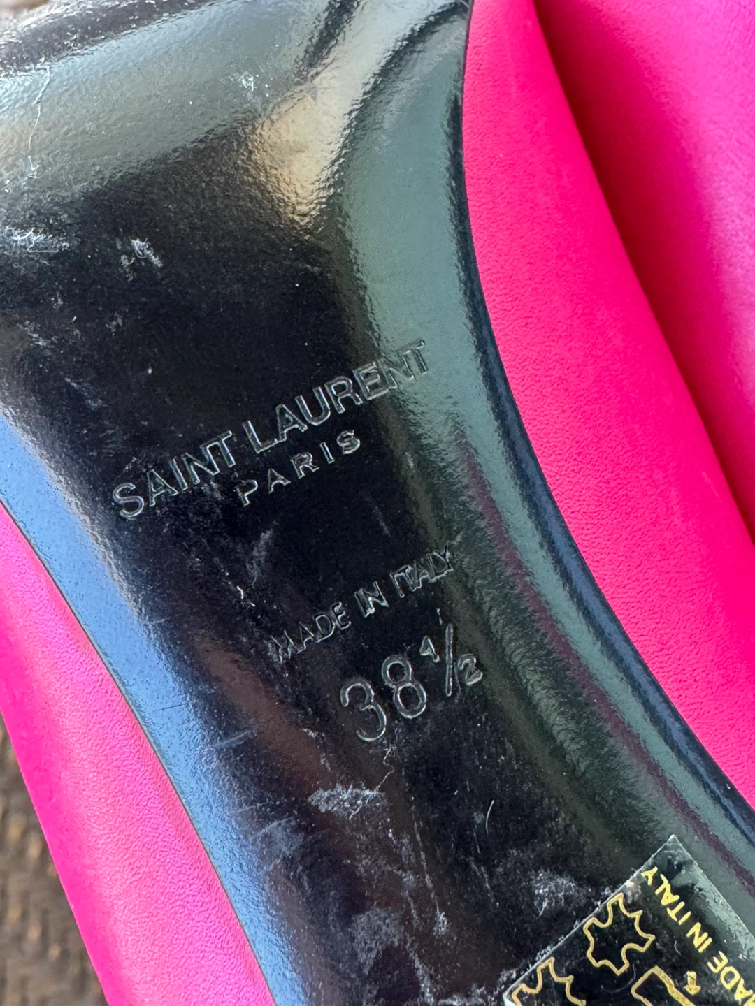 Saint Laurent Paris Pink Leather Heels Size 38.5 - photo 3