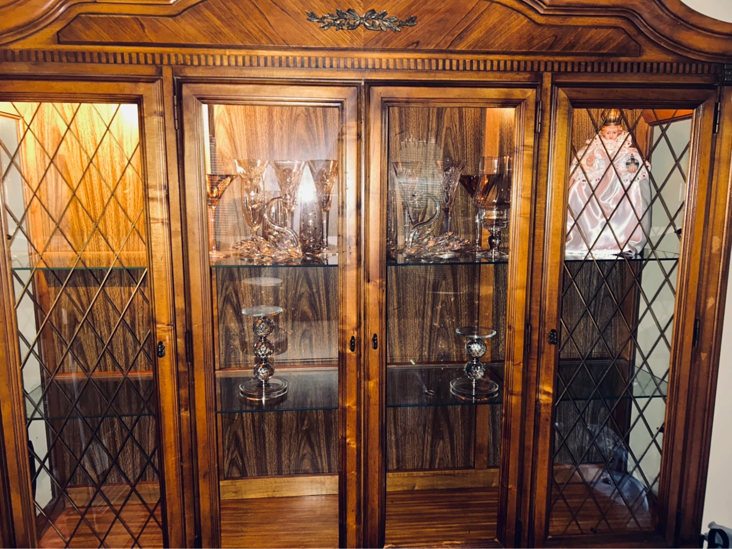 Vintage Wood China Cabinet Display Hutch - photo 4