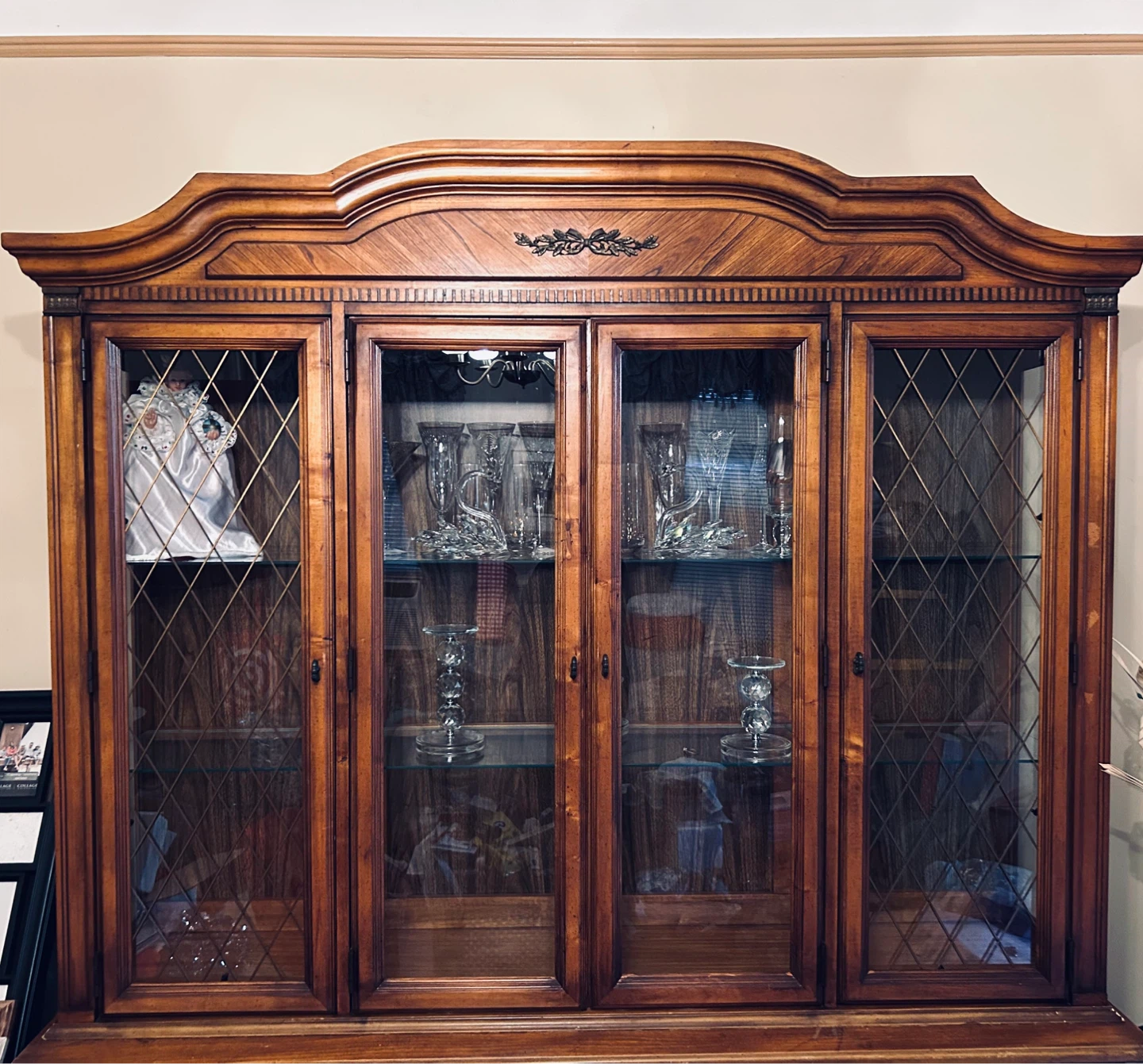 Vintage Wood China Cabinet Display Hutch - photo 2