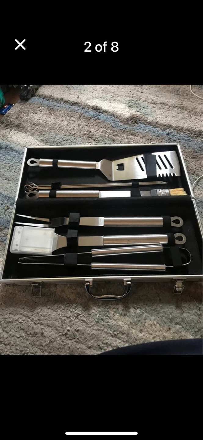 Stainless steel 10 piece grill set with aluminum case - photo 4