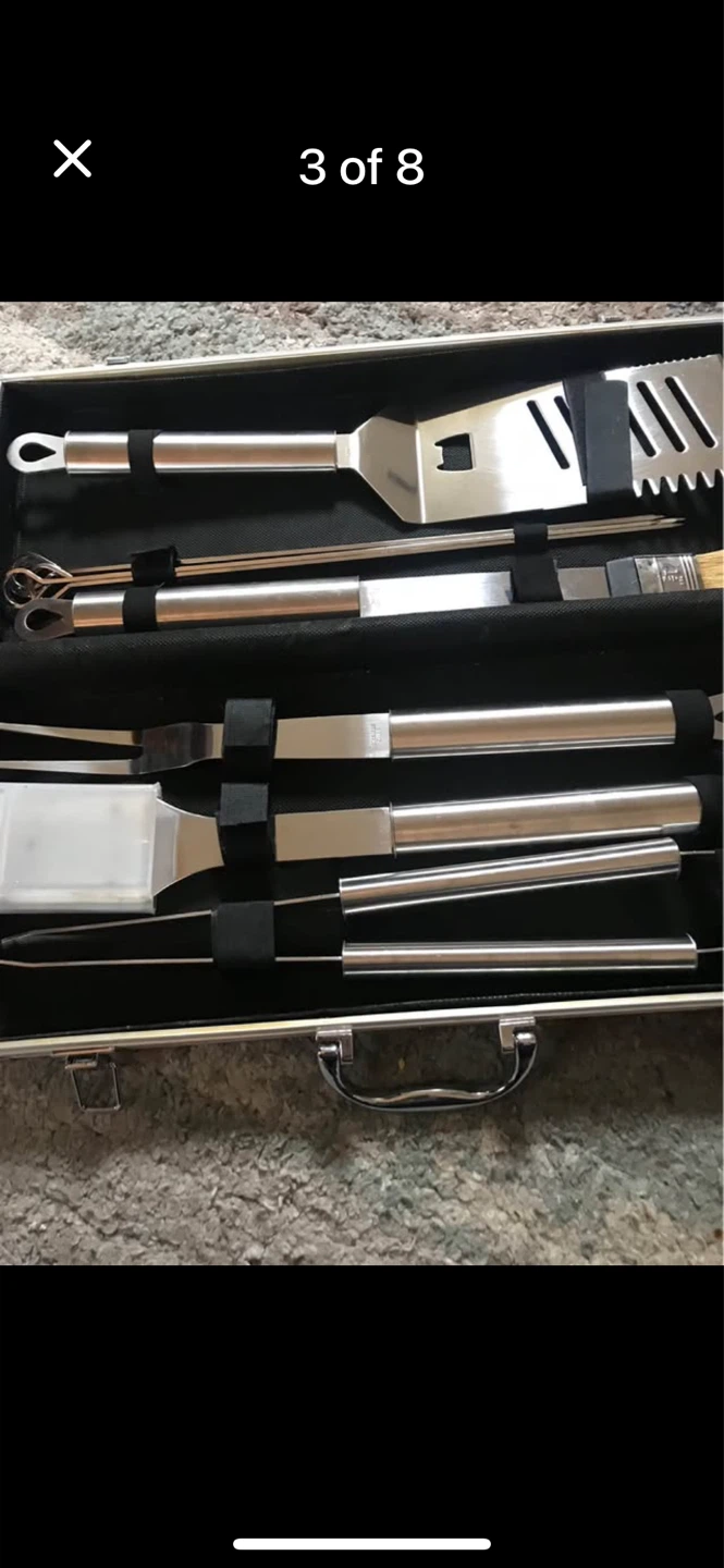 Stainless steel 10 piece grill set with aluminum case - photo 5
