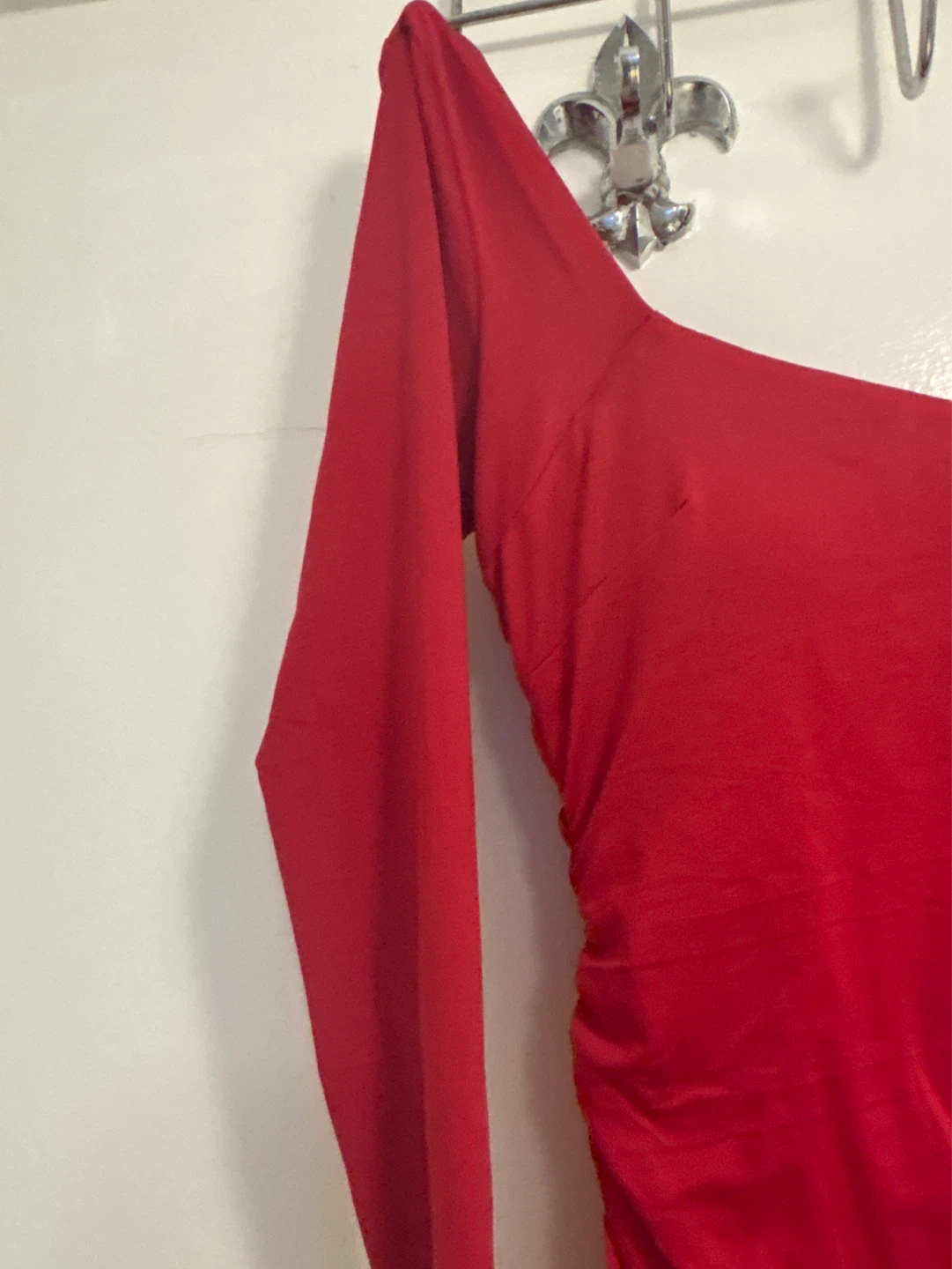 Red Ruched Long Sleeve Maxi Dress - photo 2