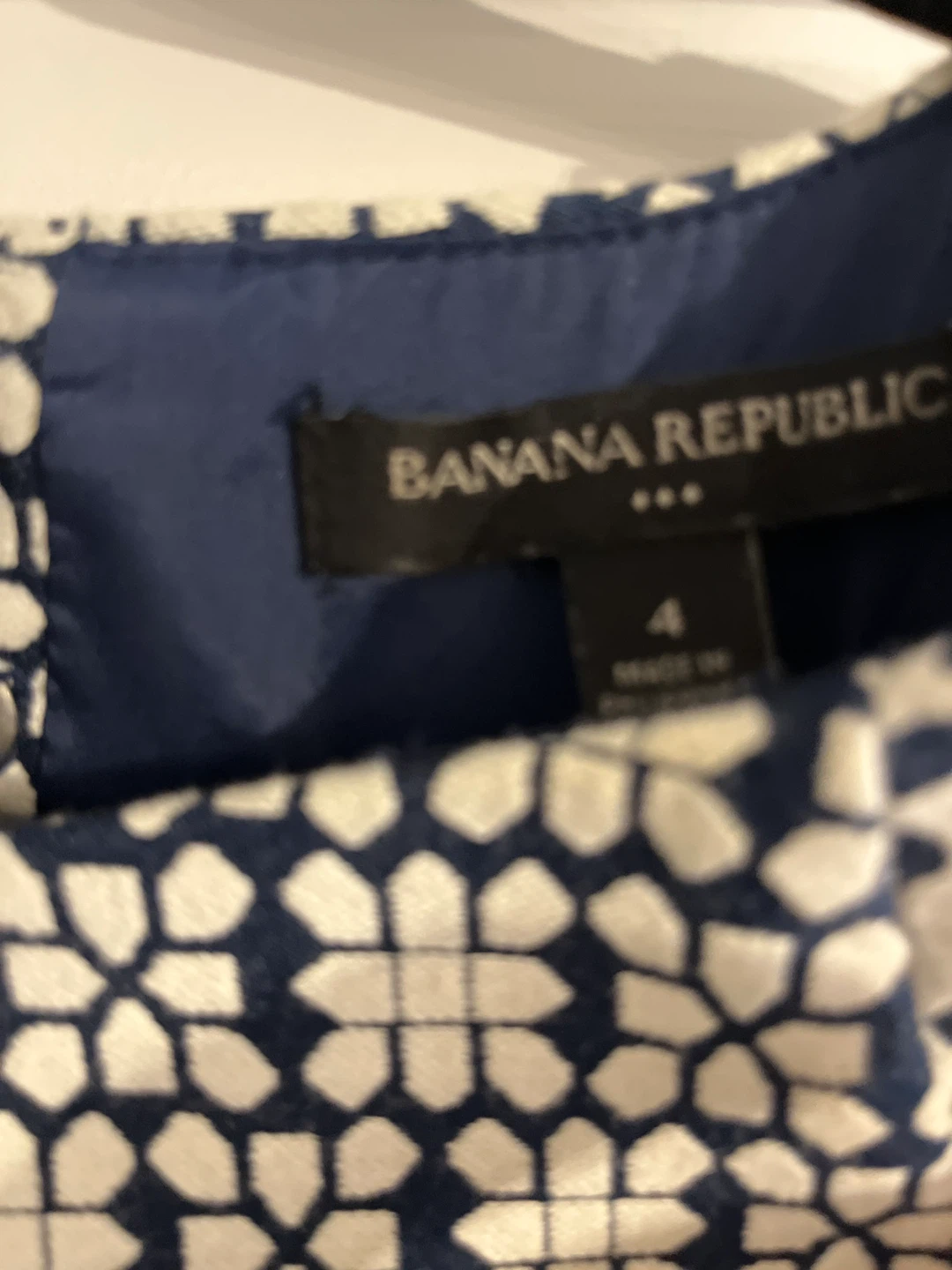 Banana Republic Navy & White Patterned Sleeveless Dress Size 4 - photo 2
