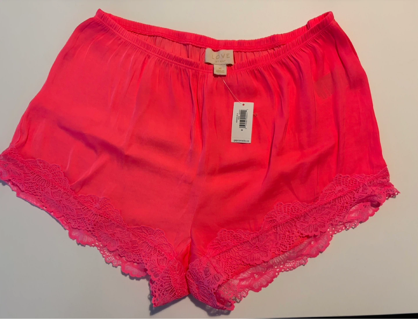 LOVE STORY Neon Pink Lace Trim Pajama Set - Medium - photo 2