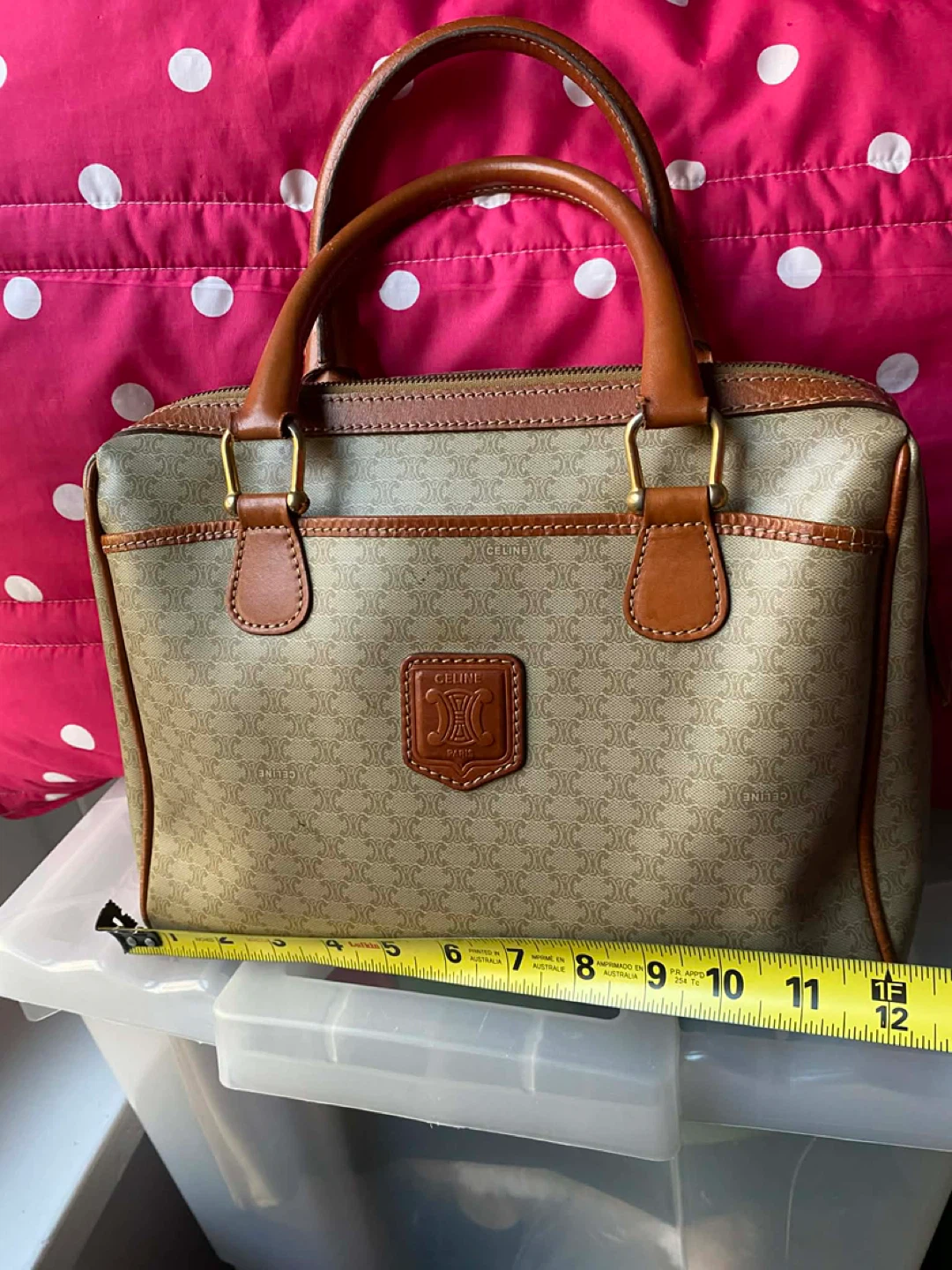 Celine Paris Leather Trimmed Satchel Handbag - photo 2