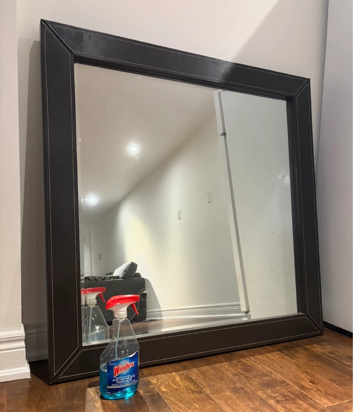 Large Leather Framed Mirror - photo 4