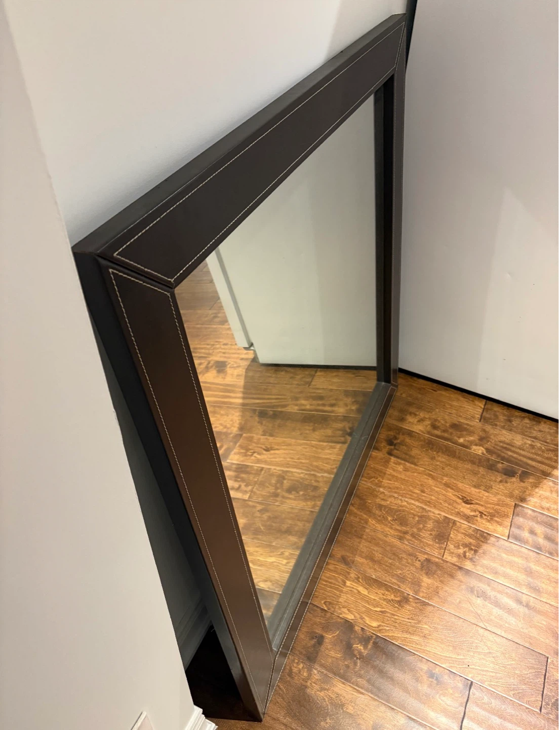 Large Leather Framed Mirror - photo 3