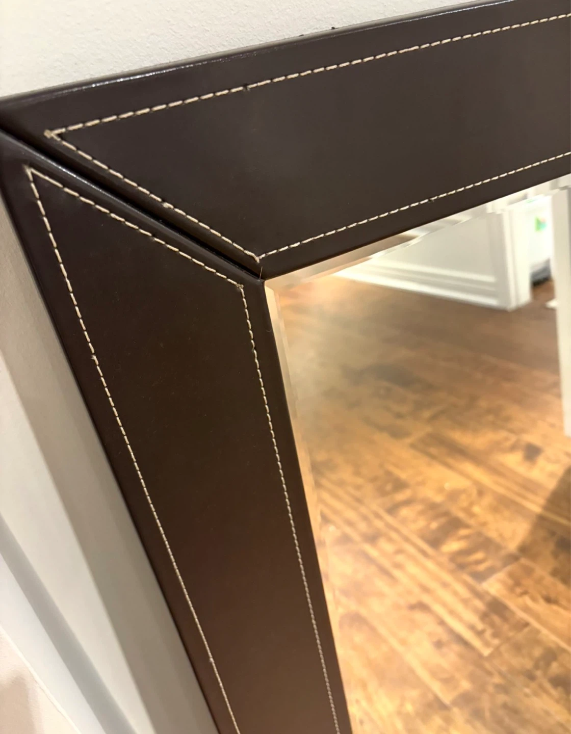 Large Leather Framed Mirror - photo 2