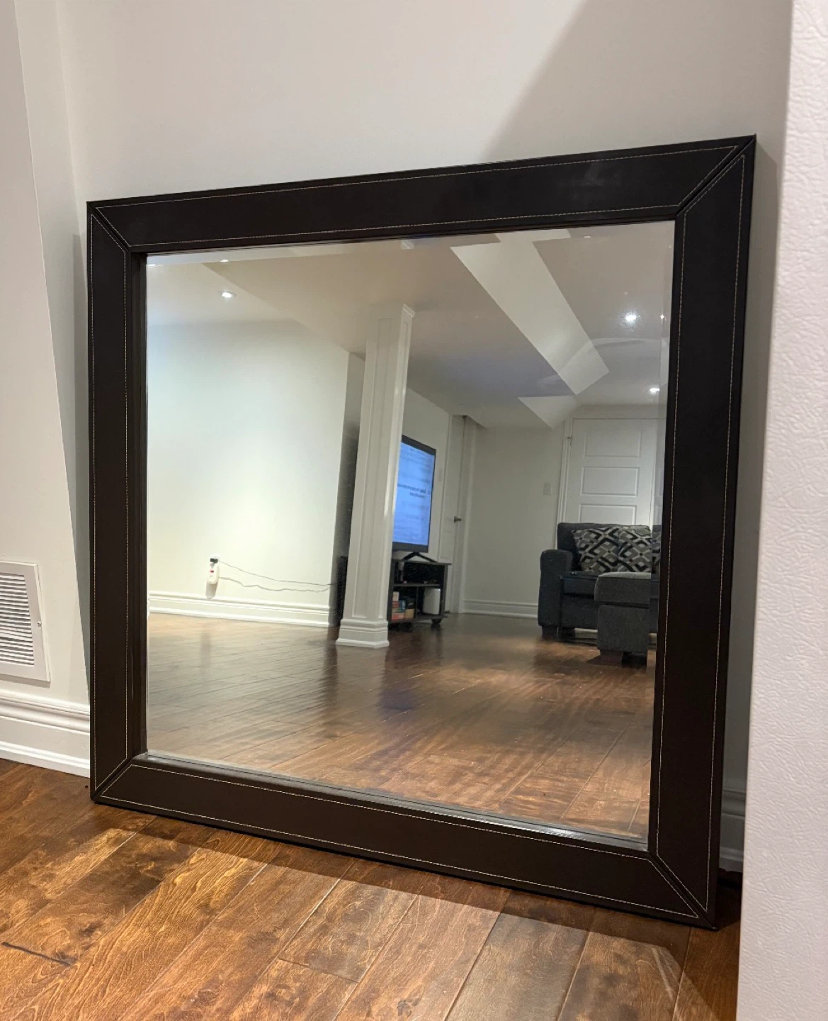 Large Leather Framed Mirror