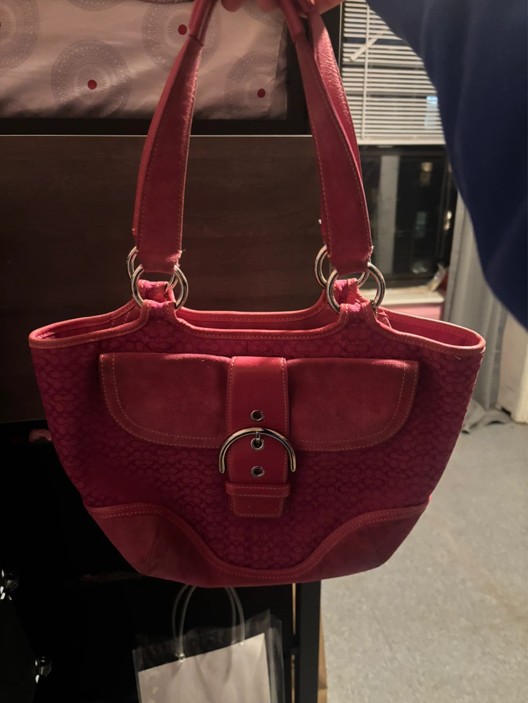 Coach Pink Signature Hobo Bag