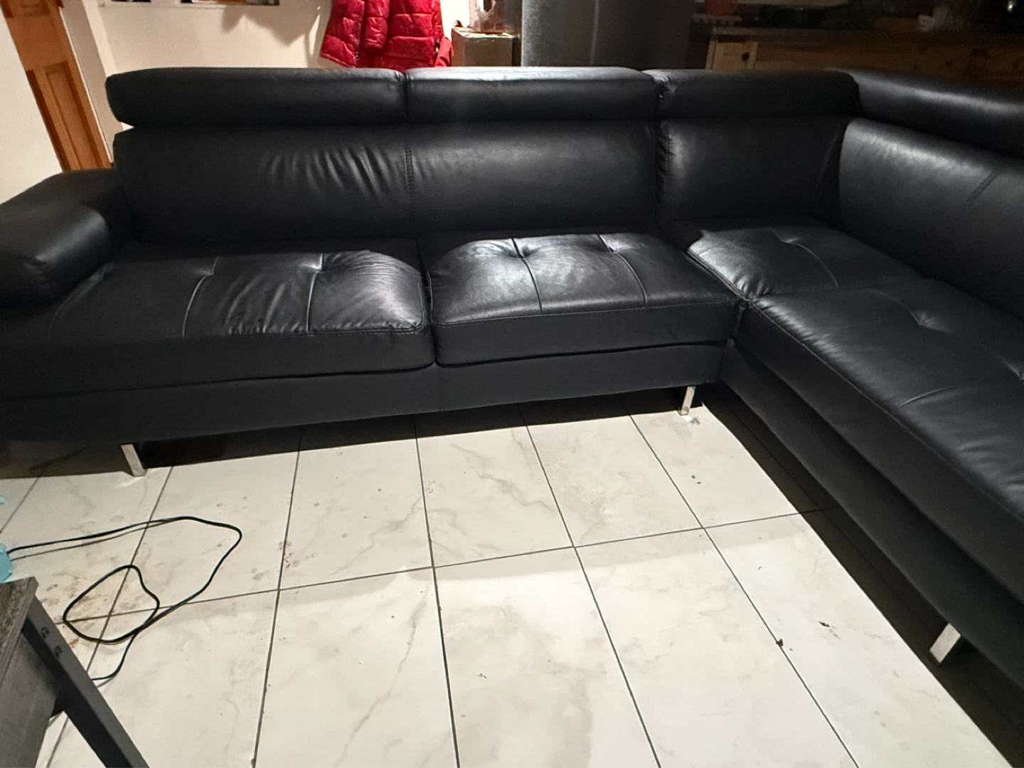 Black Leather Sectional Sofa