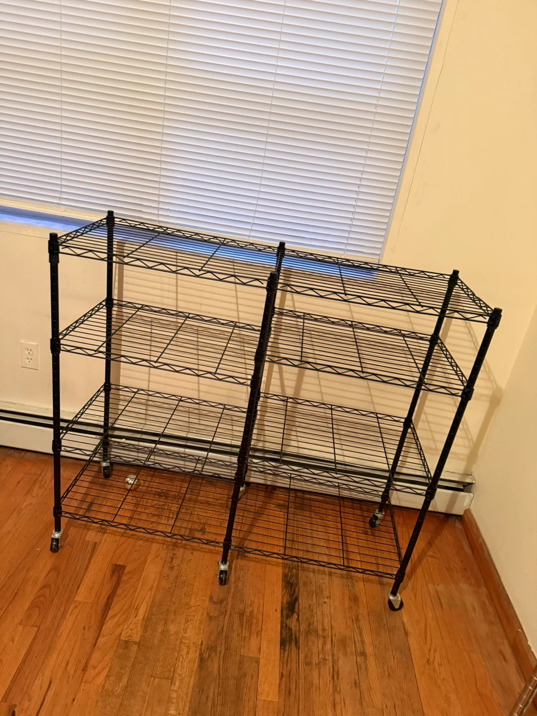 Black 4-Tier Wire Shelving Unit on Wheels