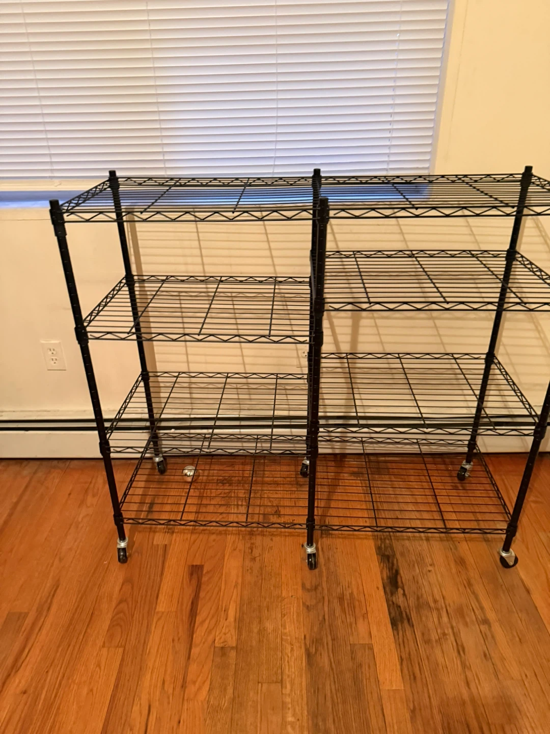 Black 4-Tier Wire Shelving Unit on Wheels - photo 2