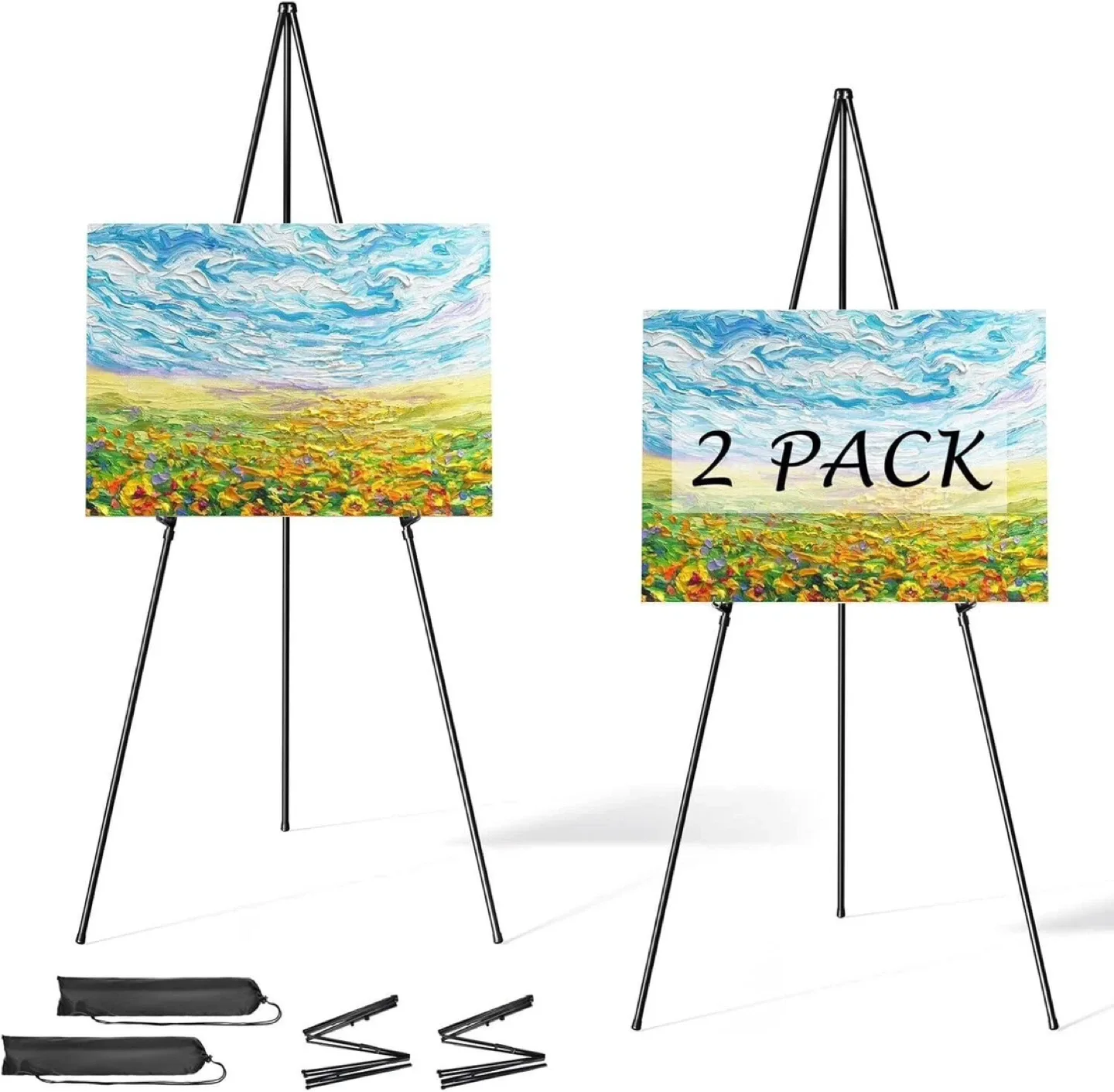 2 Pack Black Metal Art Easel Display Stand