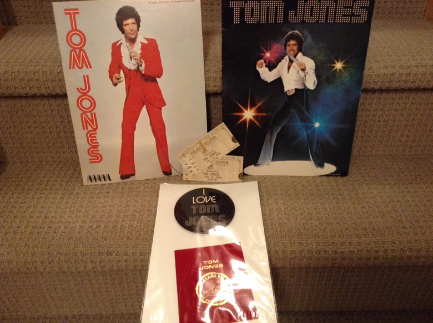 Tom Jones Souvenir Program, Tickets & Button