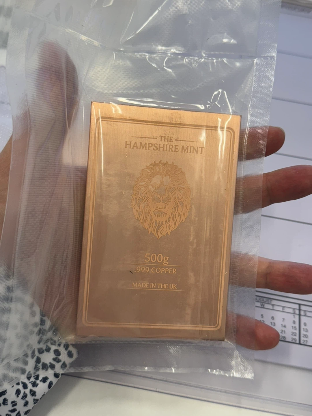 The Hampshire Mint 1/2 kilo - 500g .999 Copper Bar 🌱 - photo 5