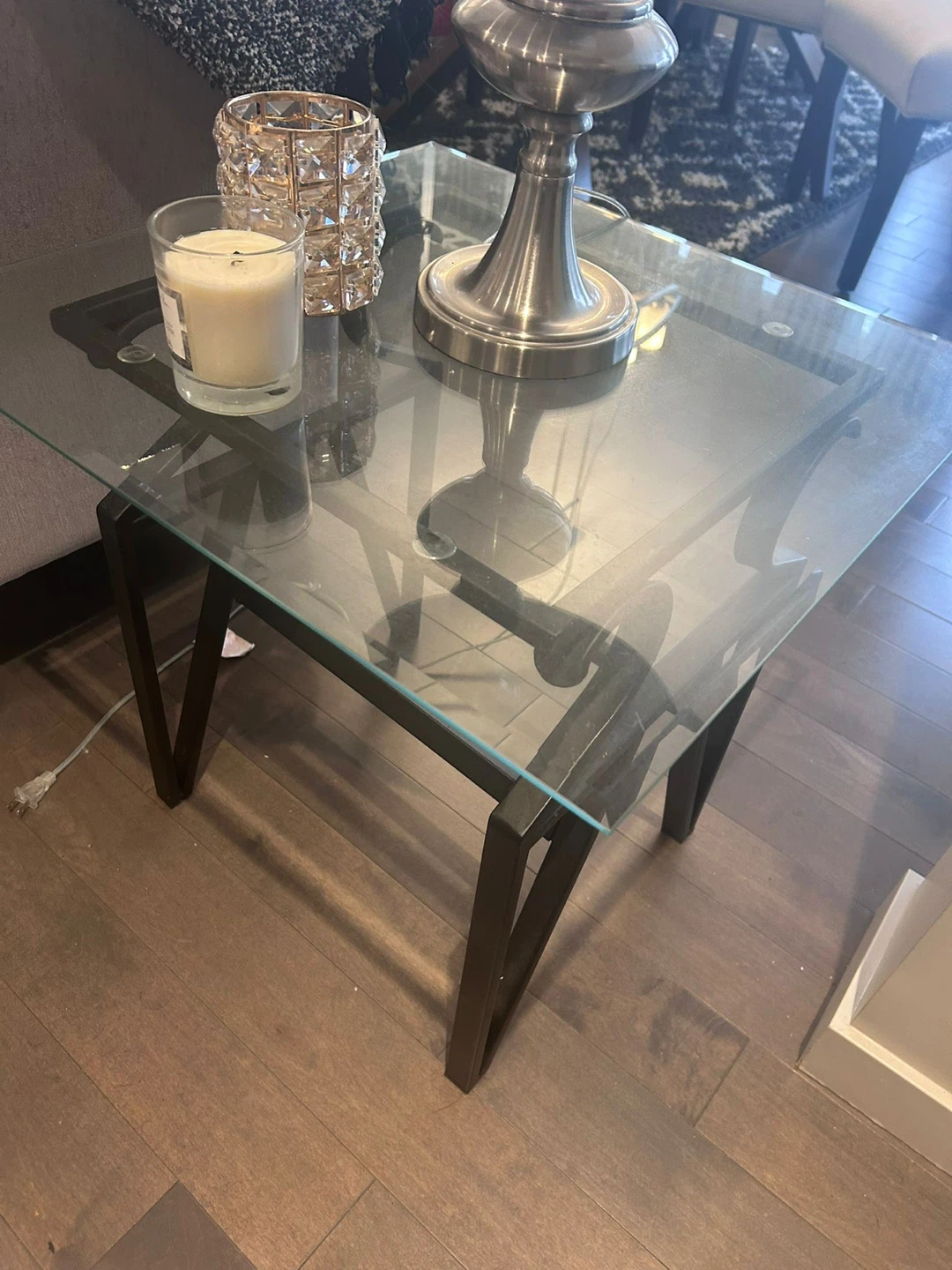 Glass Top Side Table - photo 2