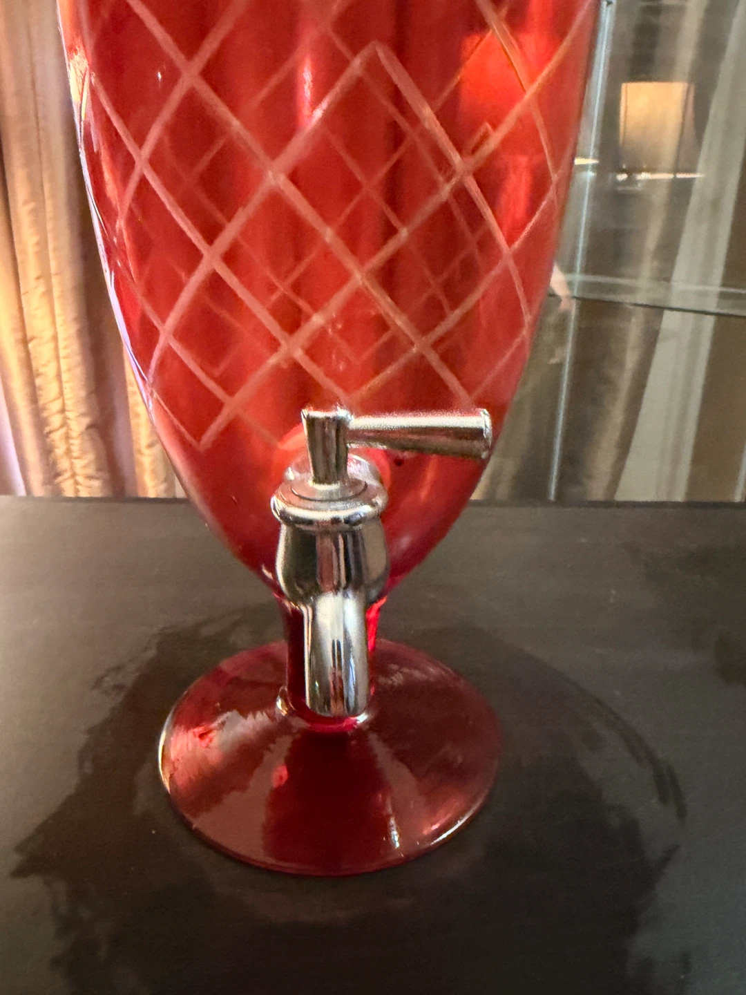 Red Glass Beverage Dispenser with Spigot - photo 2