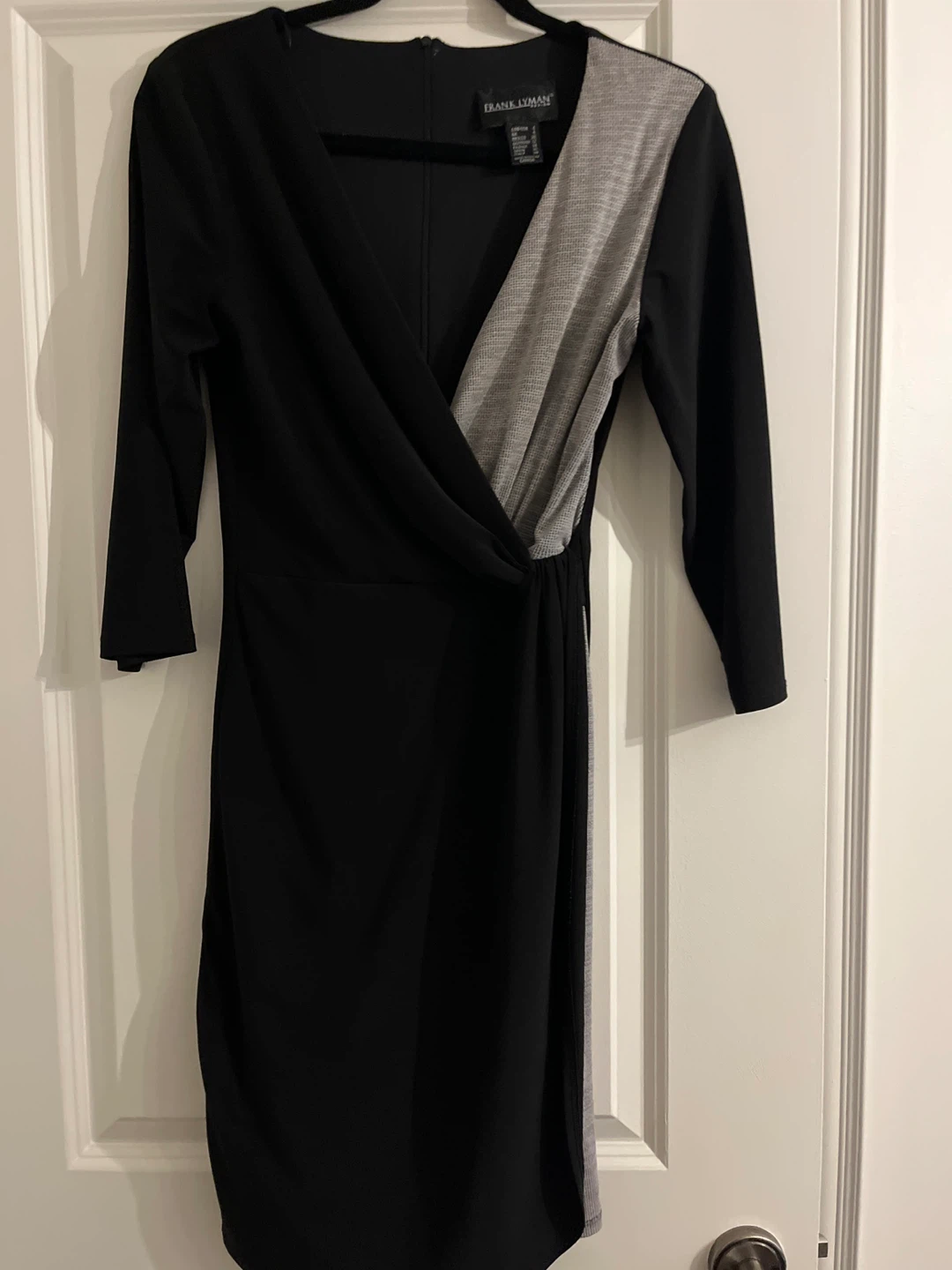 Frank Lyman Black & Grey Wrap Dress Size 4