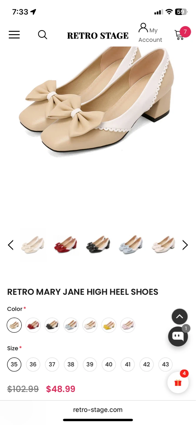 Retro Stage Mary Jane High Heels size 8.5/42 - photo 4