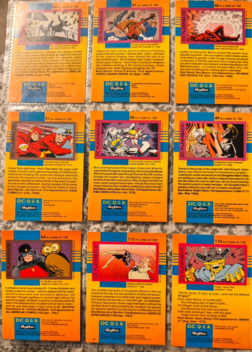 DC Comics Flashback Trading Cards Lot