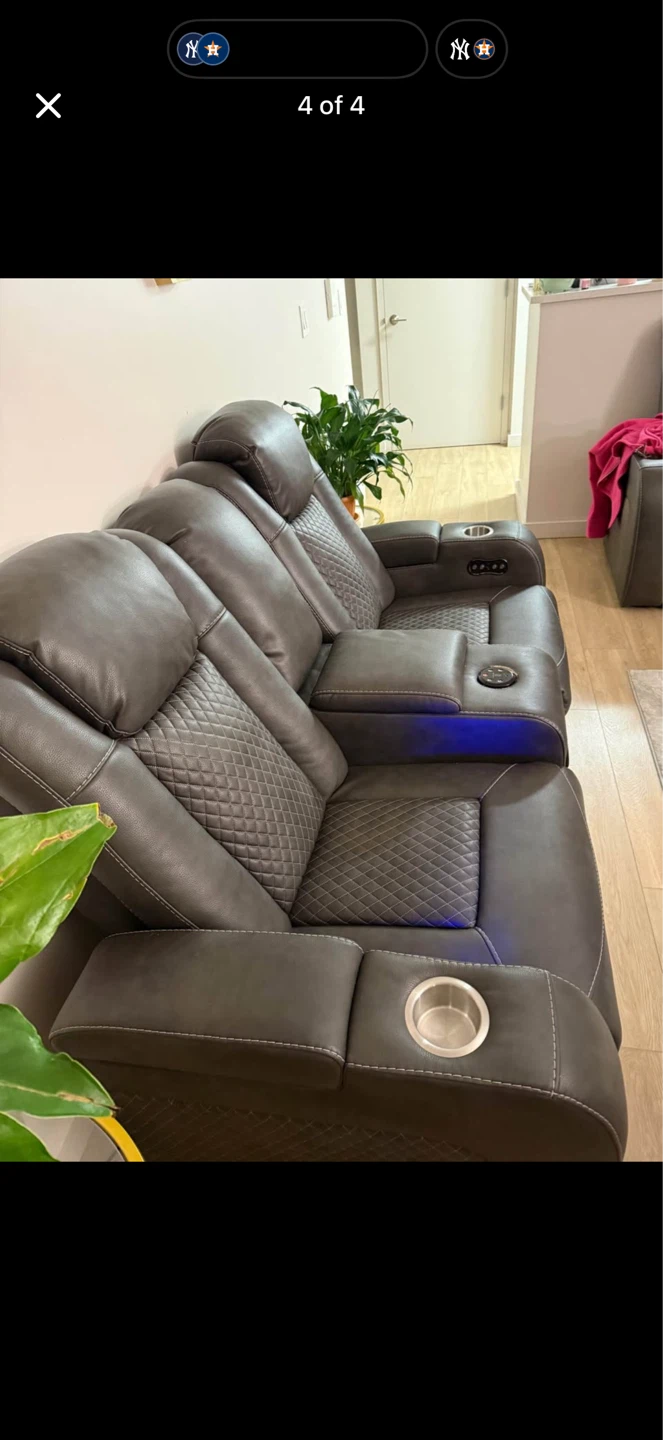 Gray Power Reclining Sofa with Cup Holders and Lights - photo 3